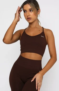 Sports Bras & Crops | White Fox Boutique Seamless Ribbed Sports Crop Chocolate brown