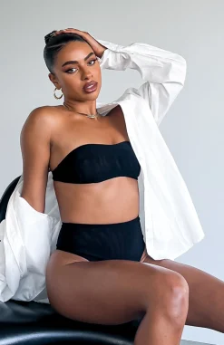 Shirts & Blouses | White Fox Boutique Secrets Out Mesh Bandeau Crop black