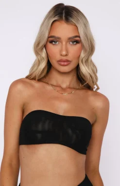 Shirts & Blouses | White Fox Boutique Secrets Out Mesh Bandeau Crop black