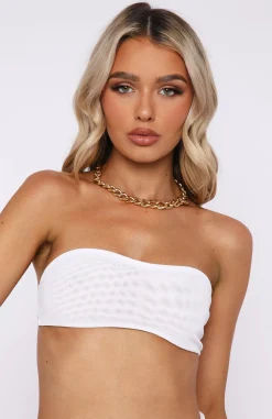 Shirts & Blouses | White Fox Boutique Secrets Out Mesh Bandeau Crop white