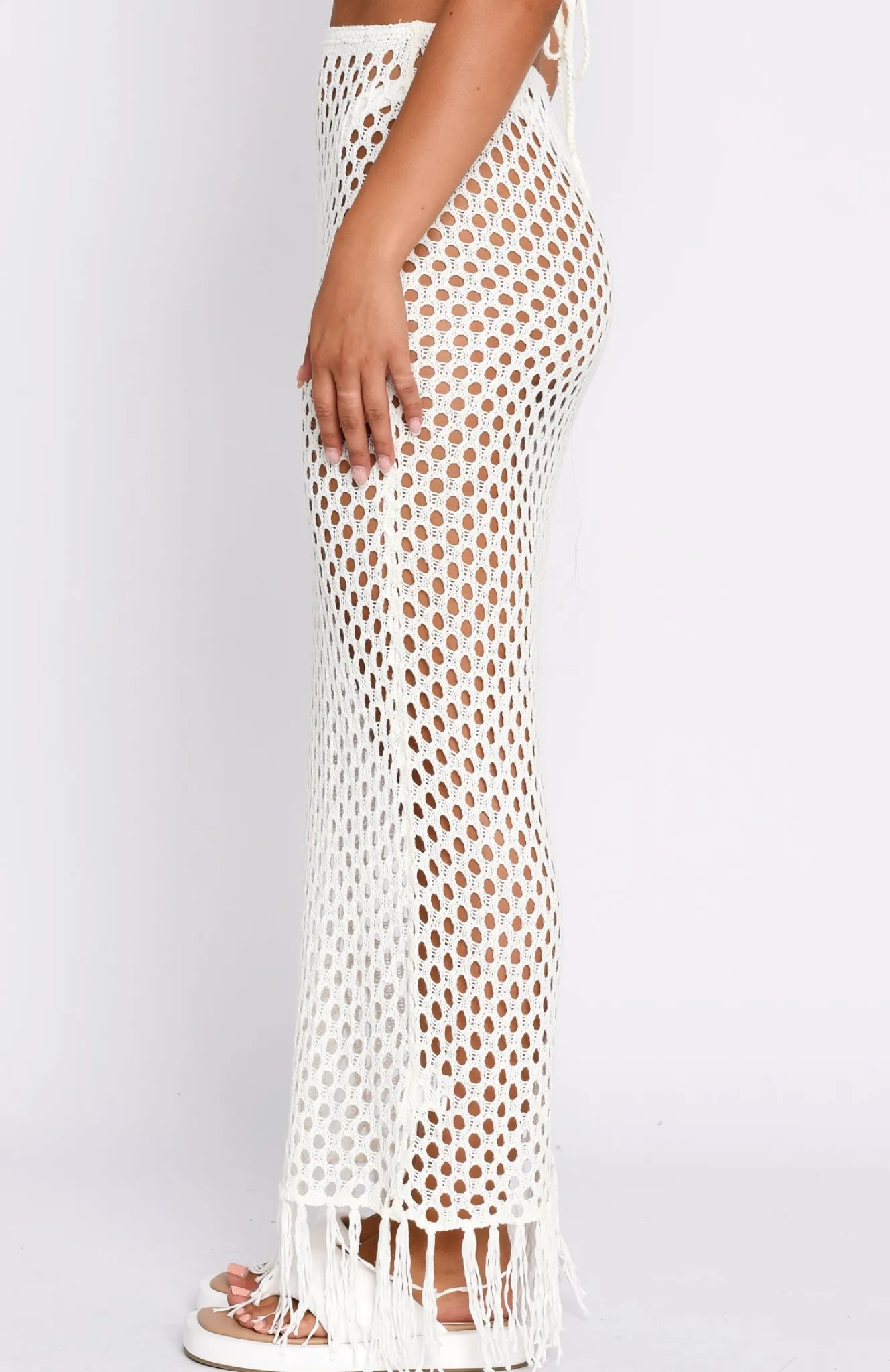 Resort Wear | White Fox Boutique See Me Now Crochet Maxi Skirt Off white