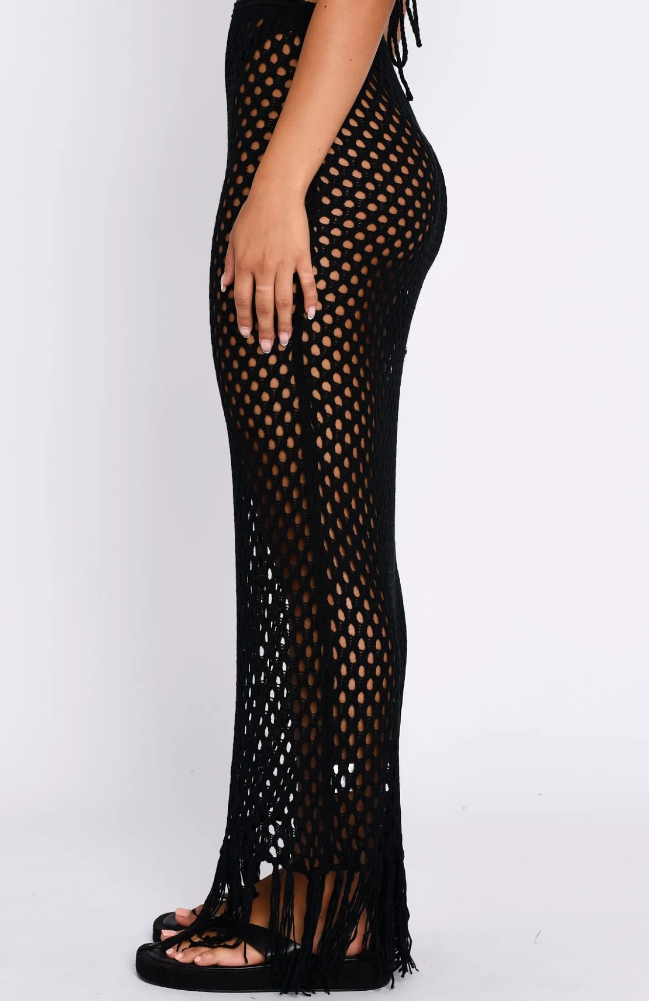 Resort Wear | White Fox Boutique See Me Now Crochet Maxi Skirt black