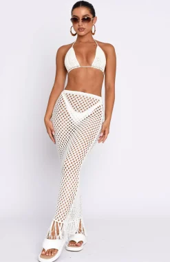 Resort Wear | White Fox Boutique See Me Now Crochet Maxi Skirt Off white