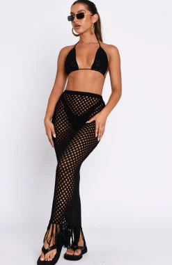 Resort Wear | White Fox Boutique See Me Now Crochet Maxi Skirt black