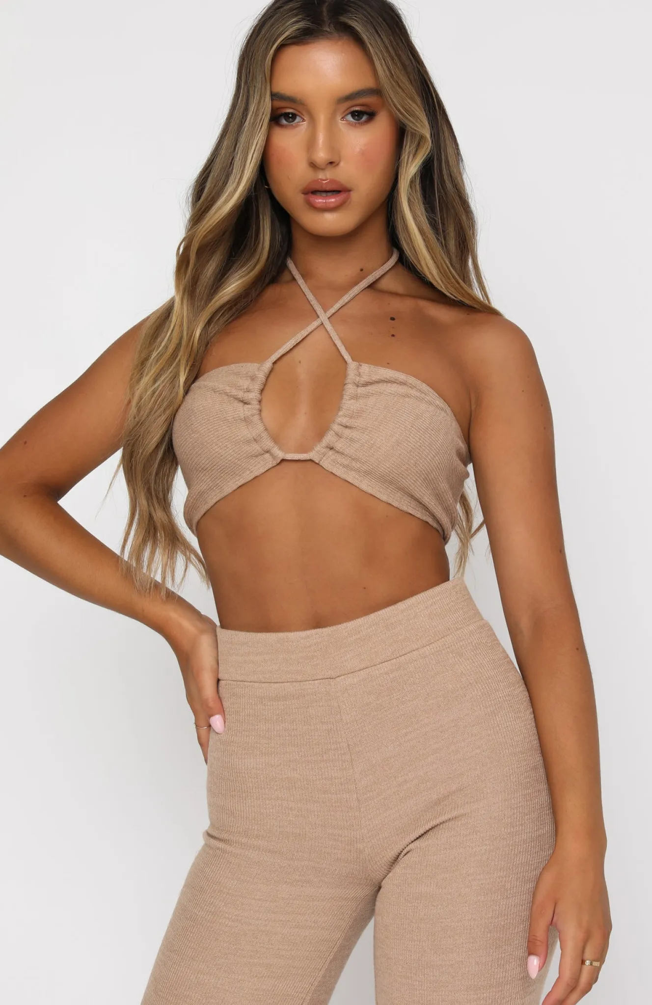 Shirts & Blouses | White Fox Boutique Self Made Crop Beige nude