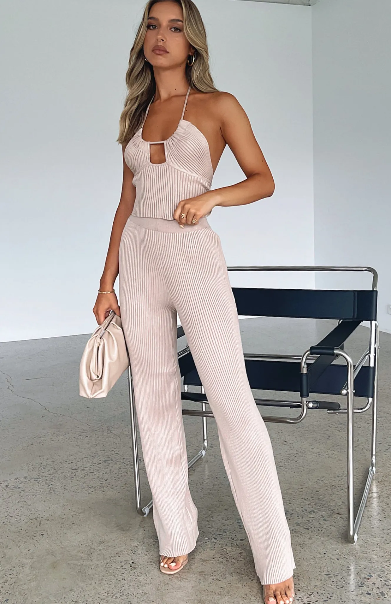 Pants | White Fox Boutique Serve The Look Knit Pants Taupe nude