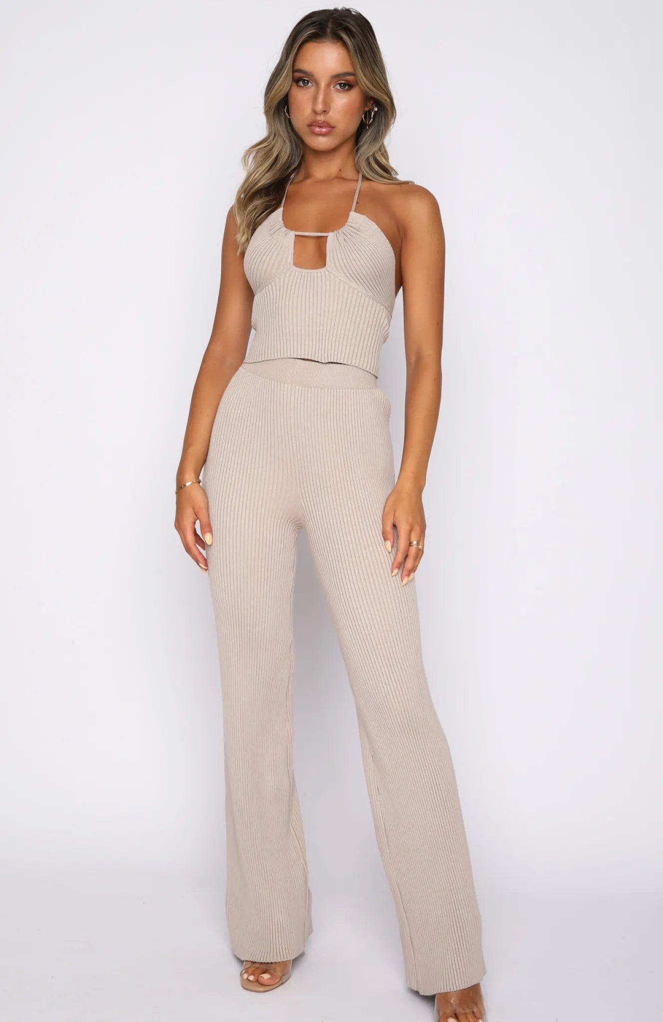 Pants | White Fox Boutique Serve The Look Knit Pants Taupe nude