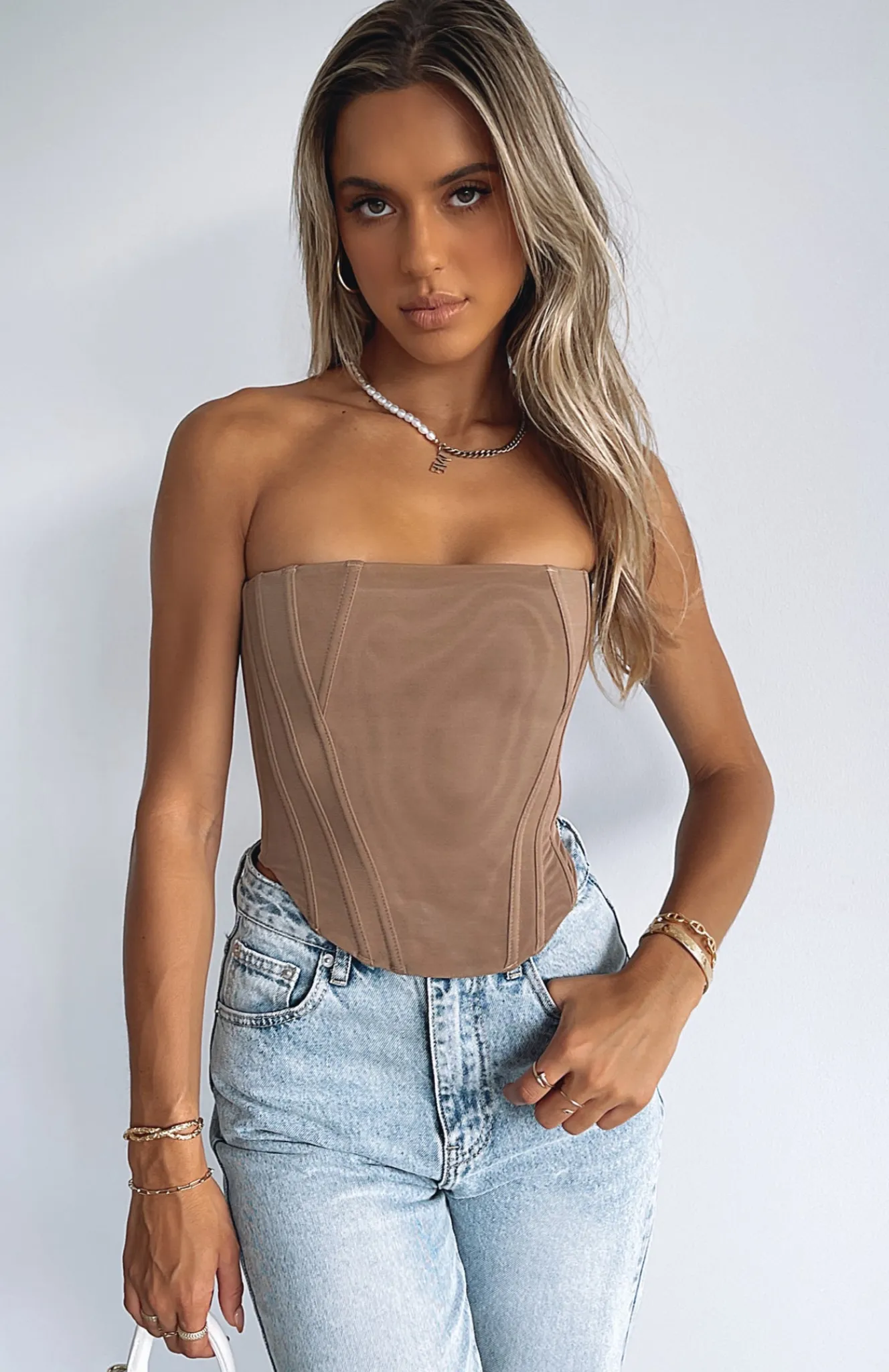 Shirts & Blouses | White Fox Boutique Sharp Edges Bustier Dark nude