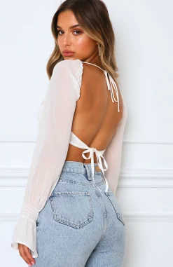 Shirts & Blouses | White Fox Boutique Sheer Perfection Long Sleeve Crop white