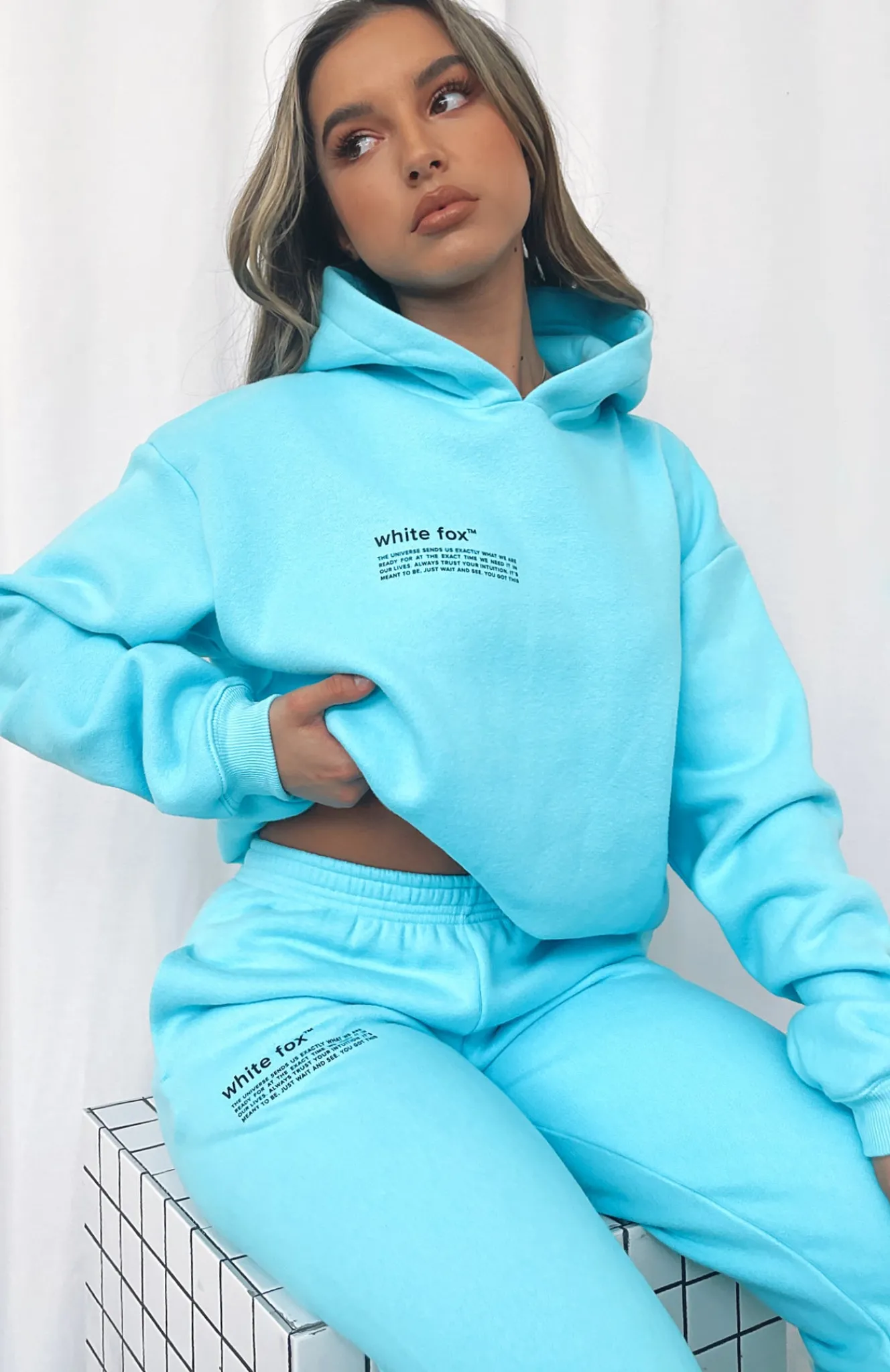 Jackets & Blazers | White Fox Boutique She's A Baddie Hoodie Arctic blue