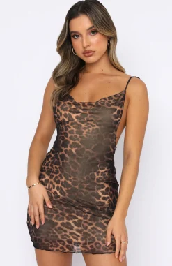 Restocked | White Fox Boutique She's A Heartbreaker Mini Dress Leopard Print brown
