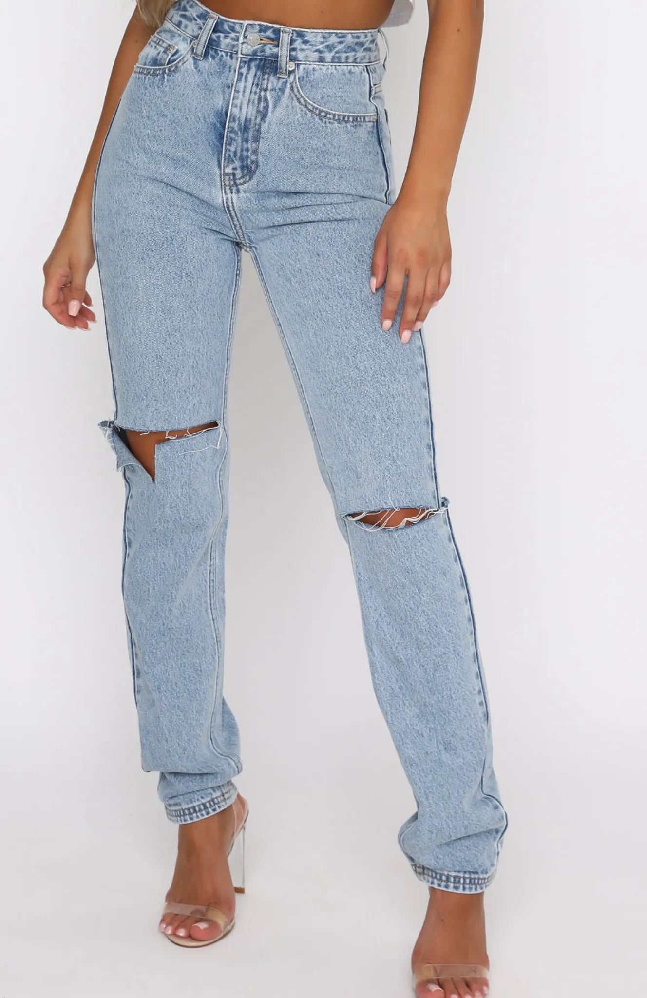 Denim | White Fox Boutique She's All That Straight Leg Denim Jeans Washed blue
