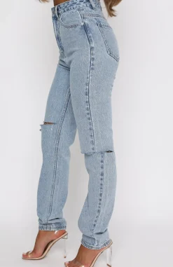 Denim | White Fox Boutique She's All That Straight Leg Denim Jeans Washed blue
