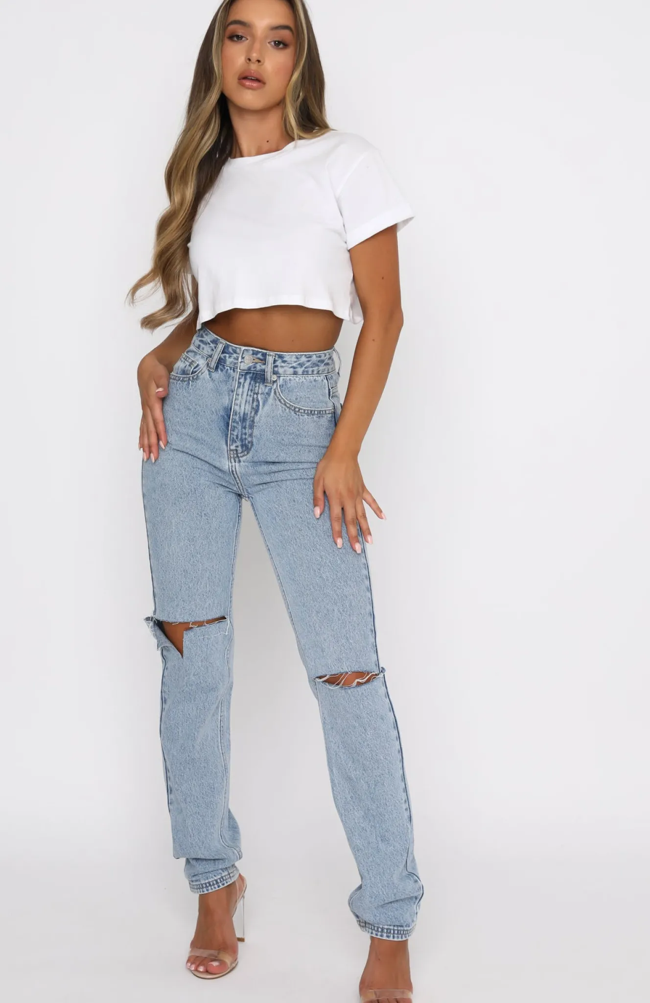Denim | White Fox Boutique She's All That Straight Leg Denim Jeans Washed blue