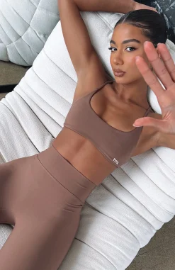 Sports Bras & Crops | White Fox Boutique She's Healthy Sports Crop Chocolate brown