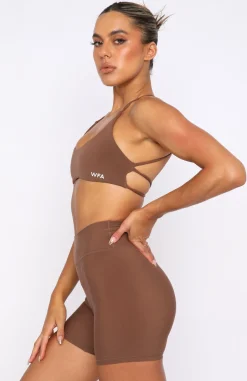 Sports Bras & Crops | White Fox Boutique She's Healthy Sports Crop Chocolate brown