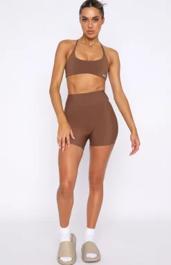 Sports Bras & Crops | White Fox Boutique She's Healthy Sports Crop Chocolate brown