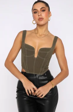 Shirts & Blouses | White Fox Boutique She's The One Bustier Dark Olive green