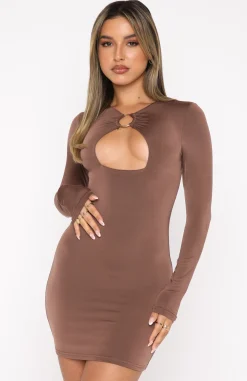 Long Sleeve Dresses | White Fox Boutique Shine On Me Mini Dress Mocha brown