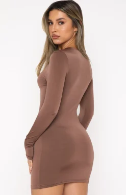 Long Sleeve Dresses | White Fox Boutique Shine On Me Mini Dress Mocha brown