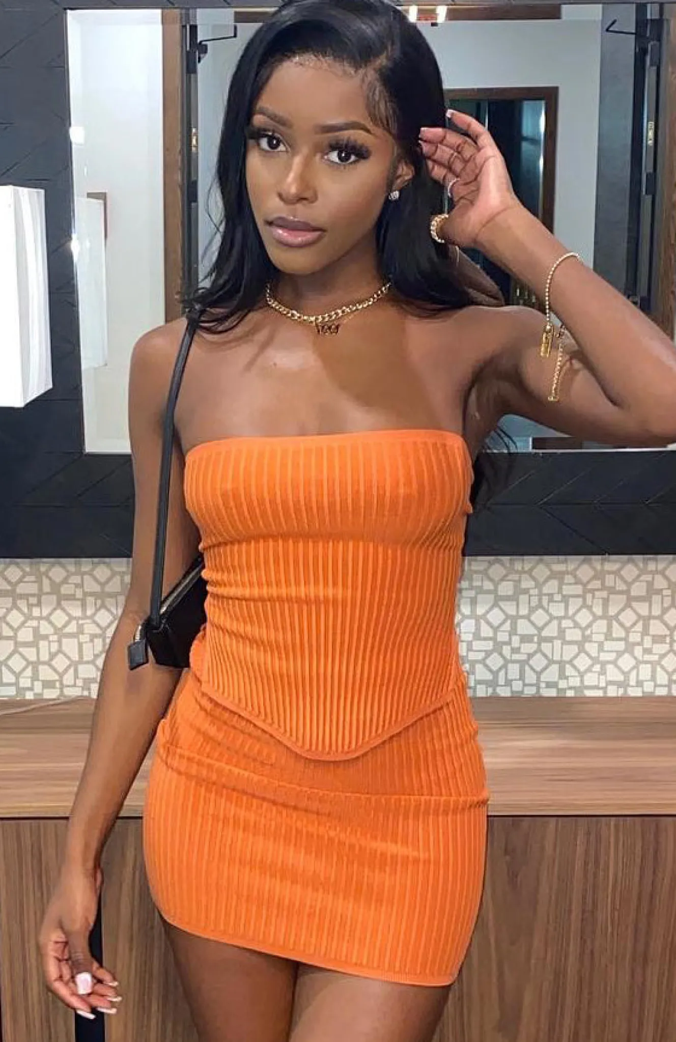 Restocked | White Fox Boutique Slow Jams Knitted Mini Skirt Rust orange