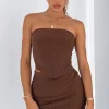 Restocked | White Fox Boutique Slow Jams Knitted Mini Skirt Chocolate brown