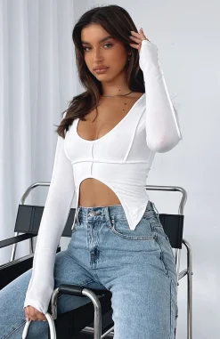 Shirts & Blouses | White Fox Boutique Smooth Talker Long Sleeve Crop white