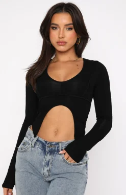 Shirts & Blouses | White Fox Boutique Smooth Talker Long Sleeve Crop black