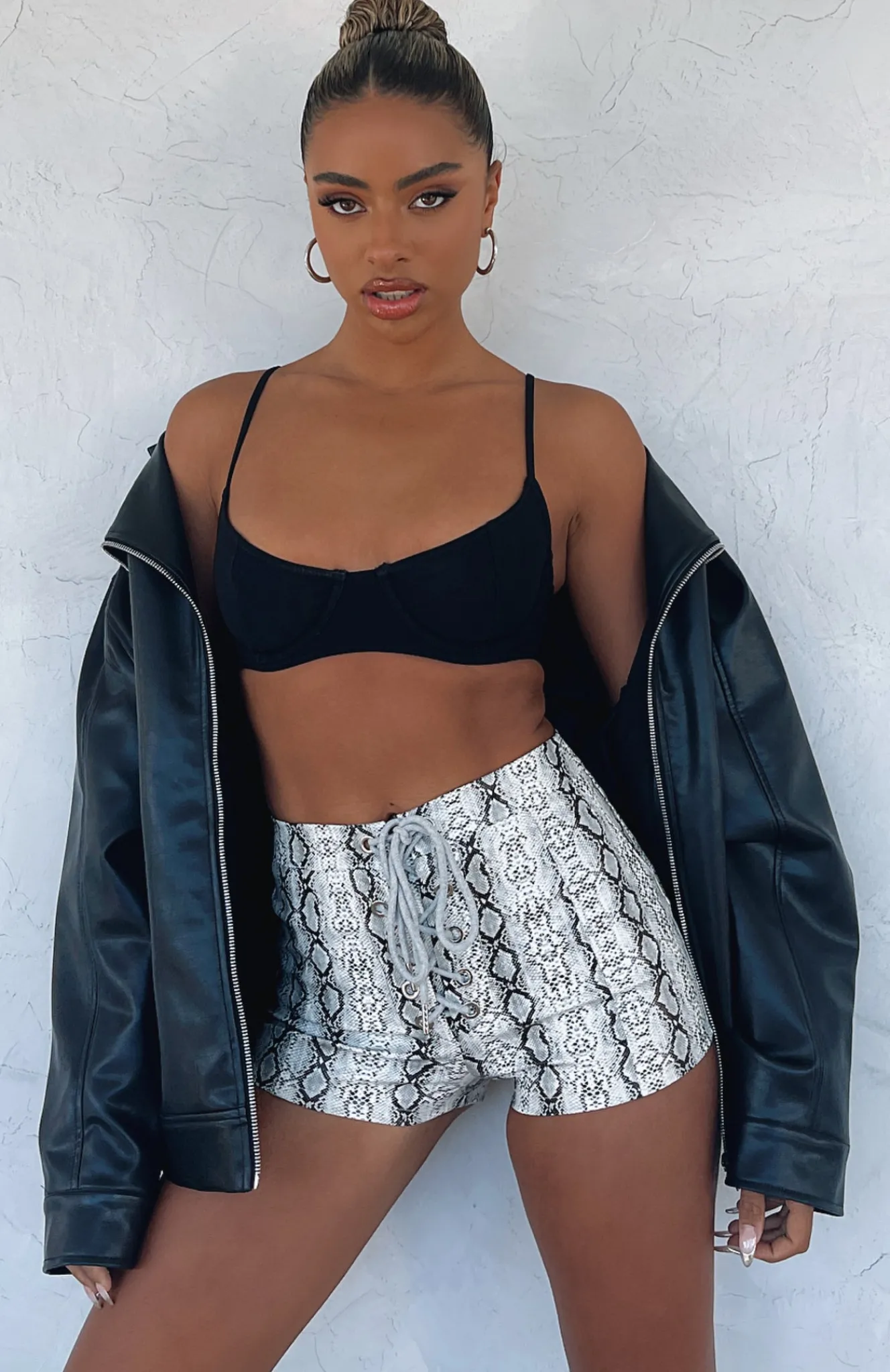 Shorts | White Fox Boutique Something In The Air Booty Shorts Snake white