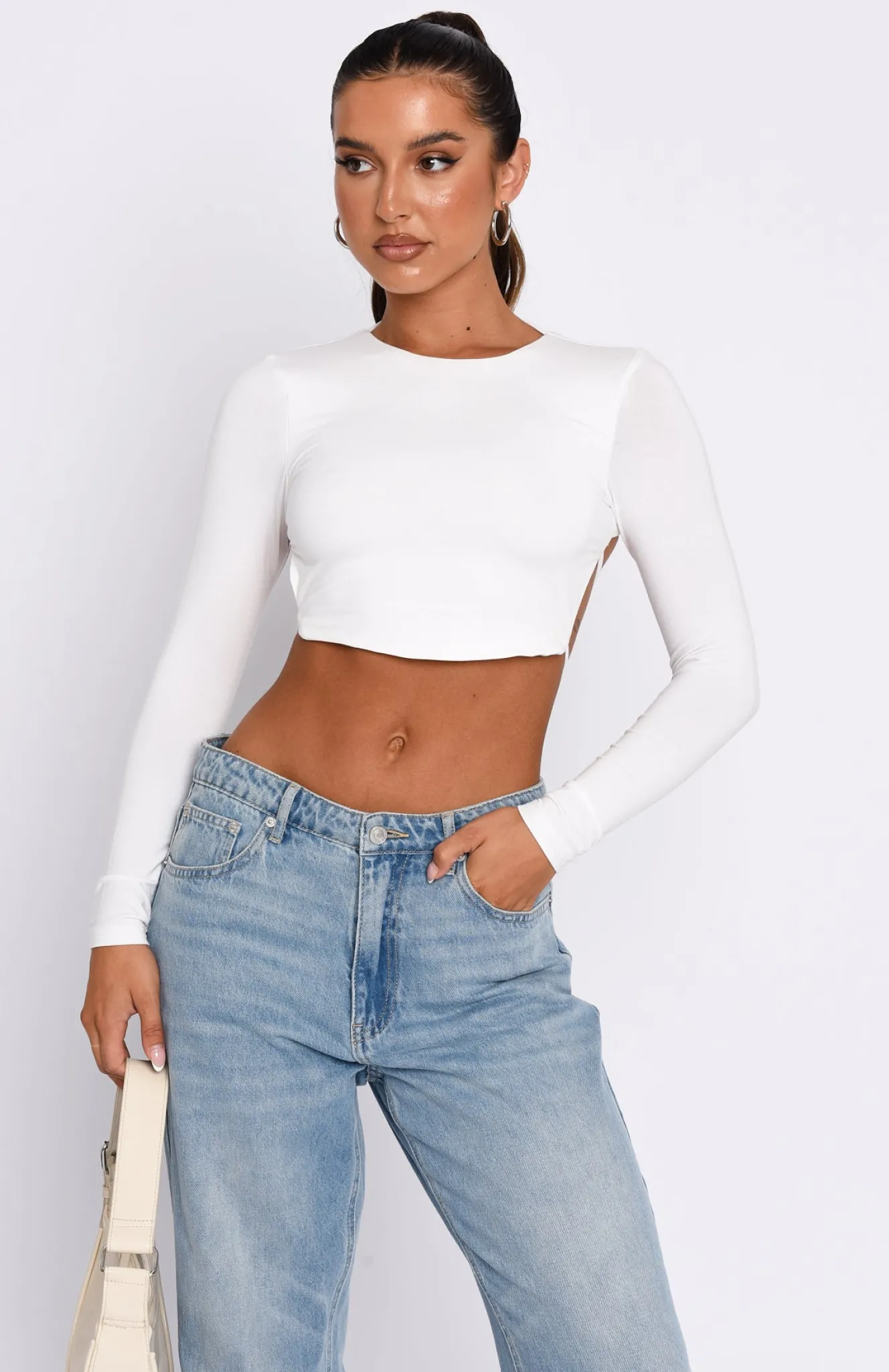 Shirts & Blouses | White Fox Boutique Sort It Out Long Sleeve Crop white