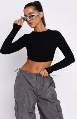 Shirts & Blouses | White Fox Boutique Sort It Out Long Sleeve Crop black