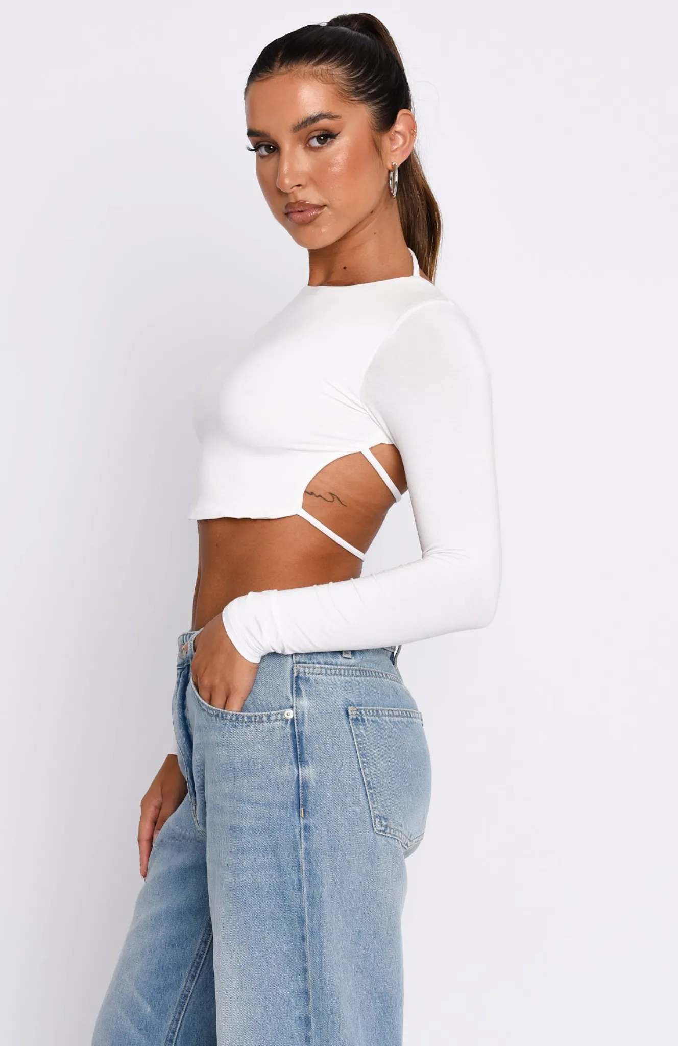 Shirts & Blouses | White Fox Boutique Sort It Out Long Sleeve Crop white