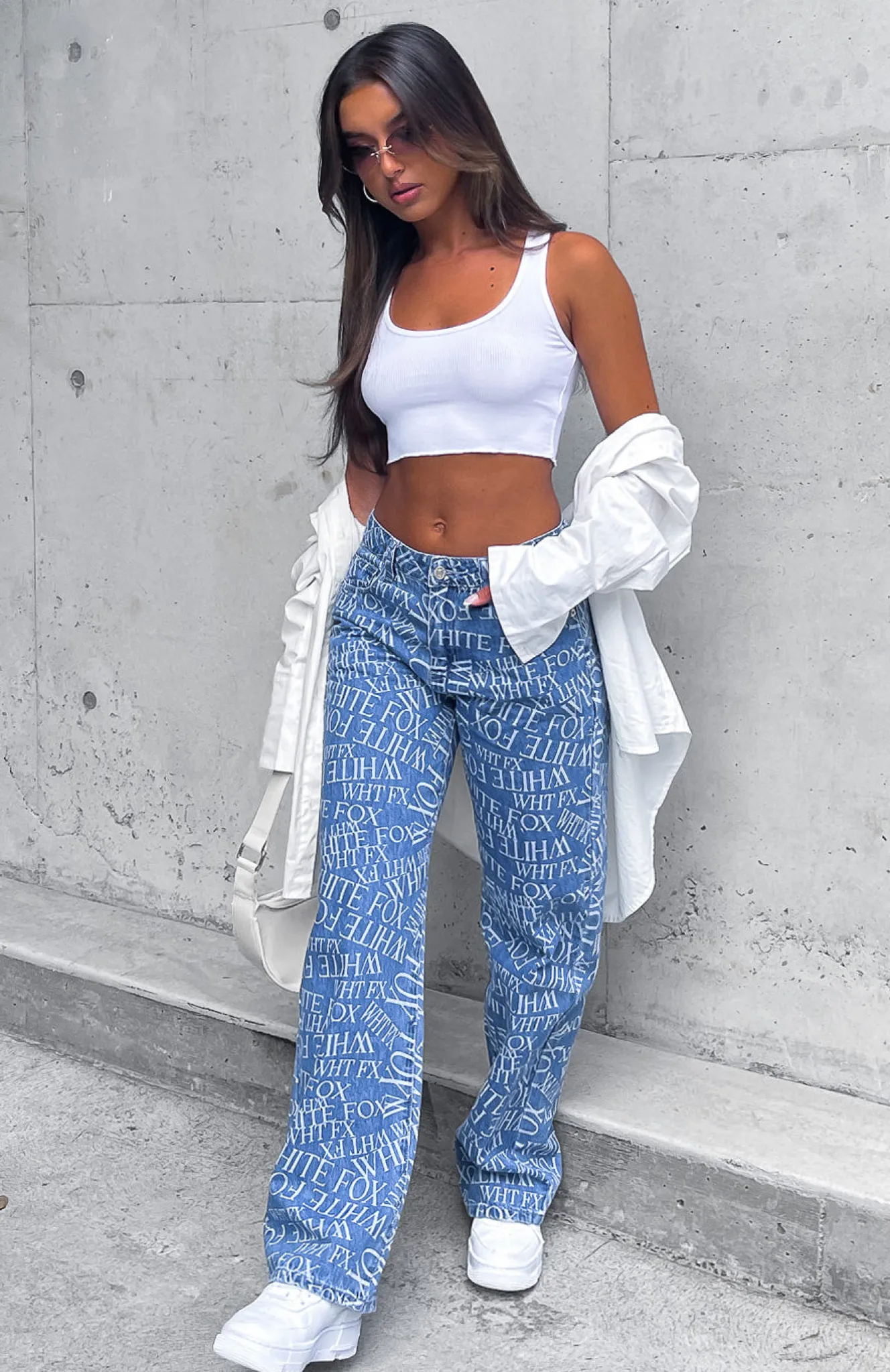 Denim | White Fox Boutique Sort Through It Printed Jeans Wash blue