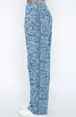 Denim | White Fox Boutique Sort Through It Printed Jeans Wash blue