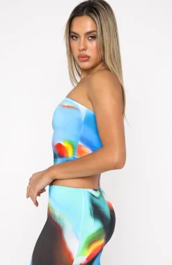 Shirts & Blouses | White Fox Boutique Spark The Night Strapless Crop Ice Aura blue