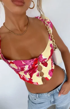 Shirts & Blouses | White Fox Boutique Spring Fling Bustier Lemon Wildflower multi