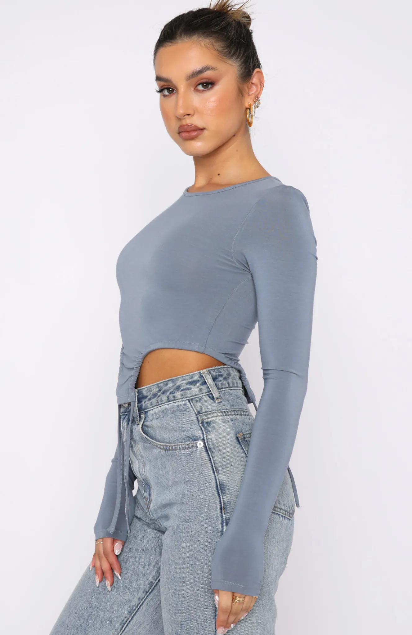 Shirts & Blouses | White Fox Boutique Spring Fresh Long Sleeve Top Steel blue