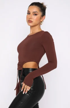 Shirts & Blouses | White Fox Boutique Spring Fresh Long Sleeve Top Chocolate brown