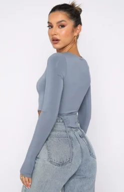 Shirts & Blouses | White Fox Boutique Spring Fresh Long Sleeve Top Steel blue