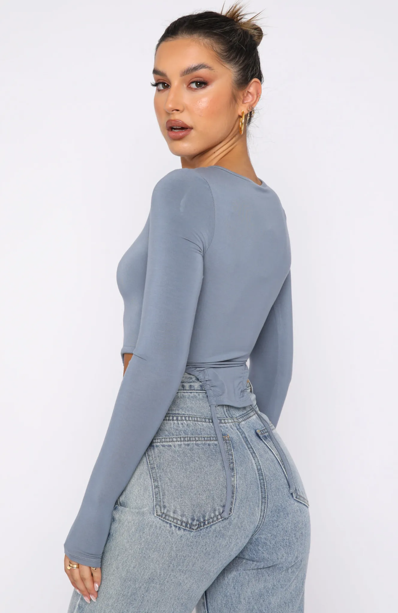 Shirts & Blouses | White Fox Boutique Spring Fresh Long Sleeve Top Steel blue