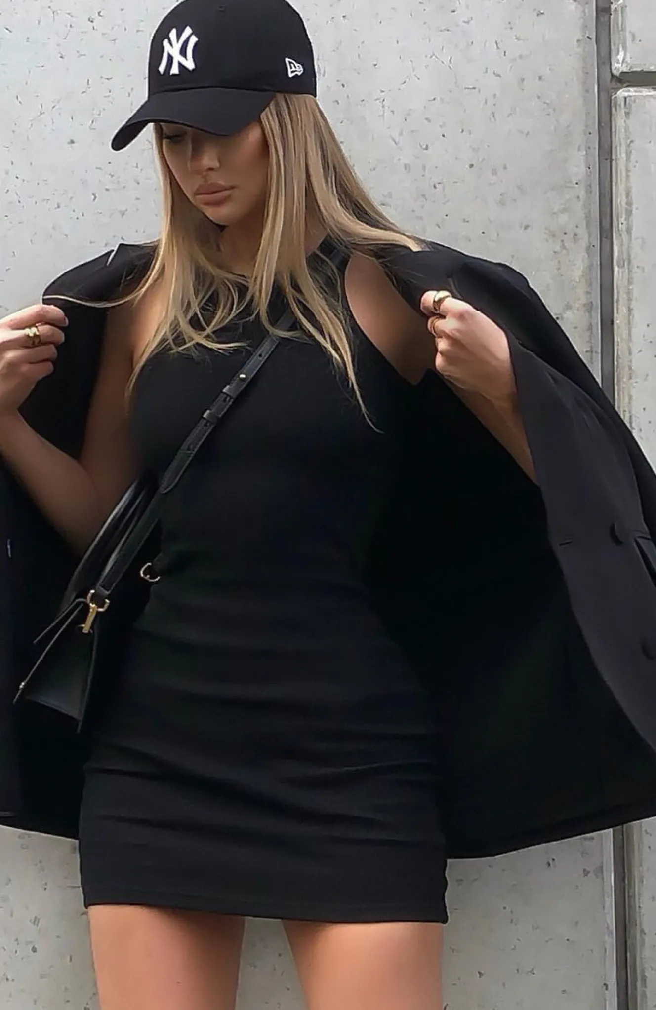 Restocked | White Fox Boutique Star Power Ribbed Mini Dress black