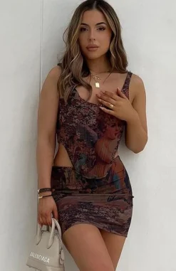 Shirts & Blouses | White Fox Boutique Stay Like This Bustier Renaissance Print brown