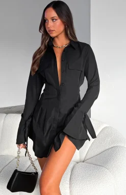 Long Sleeve Dresses | White Fox Boutique Stay The Night Long Sleeve Mini Dress black