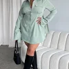 Long Sleeve Dresses | White Fox Boutique Stay The Night Long Sleeve Mini Dress Sage green
