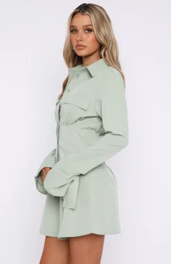 Long Sleeve Dresses | White Fox Boutique Stay The Night Long Sleeve Mini Dress Sage green