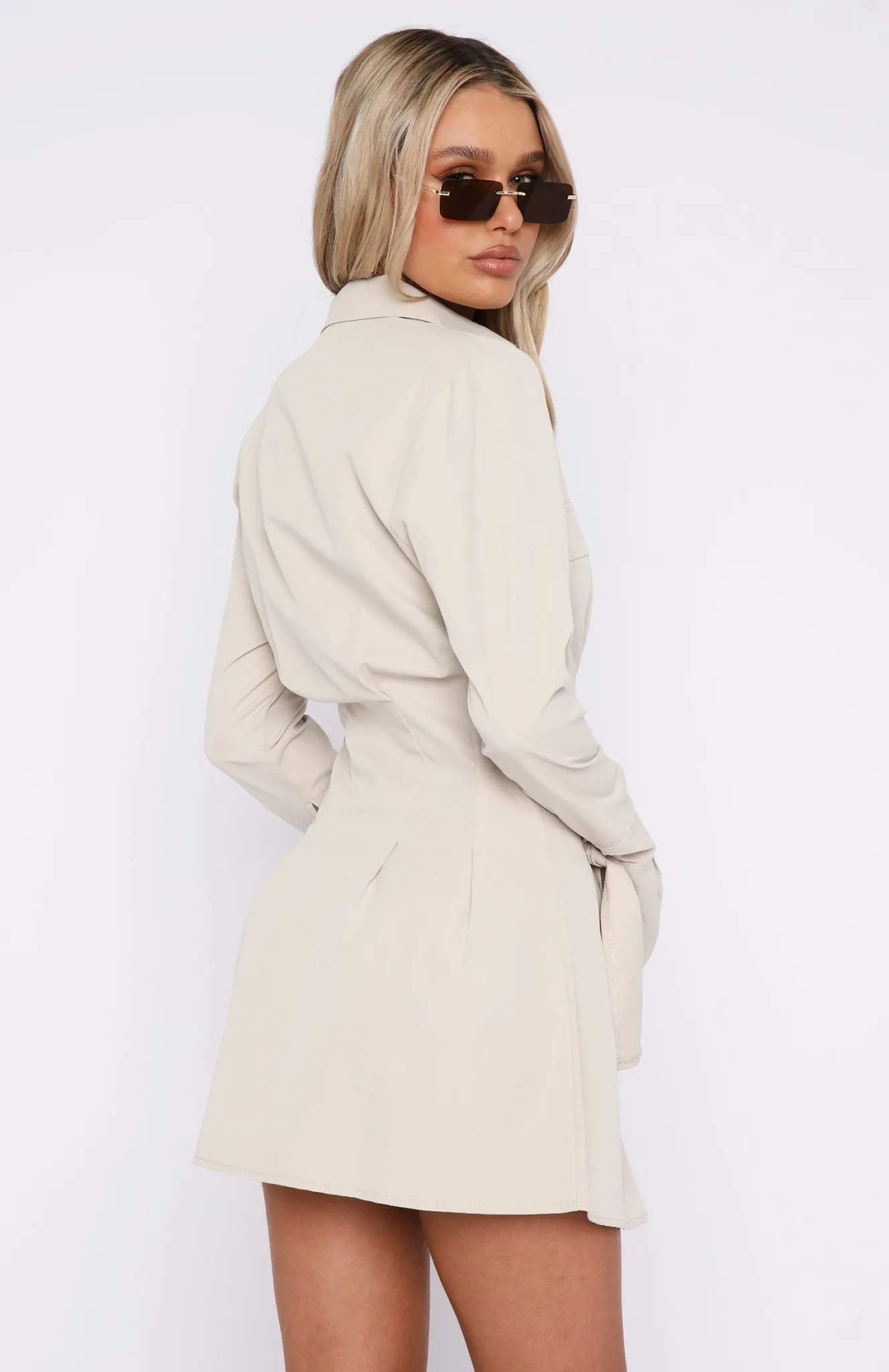Long Sleeve Dresses | White Fox Boutique Stay The Night Long Sleeve Mini Dress Taupe grey