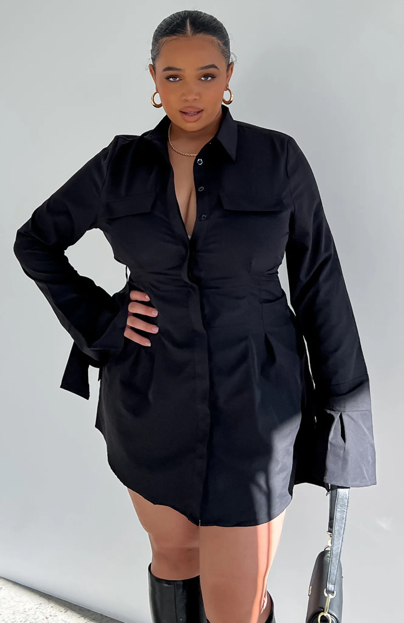 Long Sleeve Dresses | White Fox Boutique Stay The Night Long Sleeve Mini Dress black