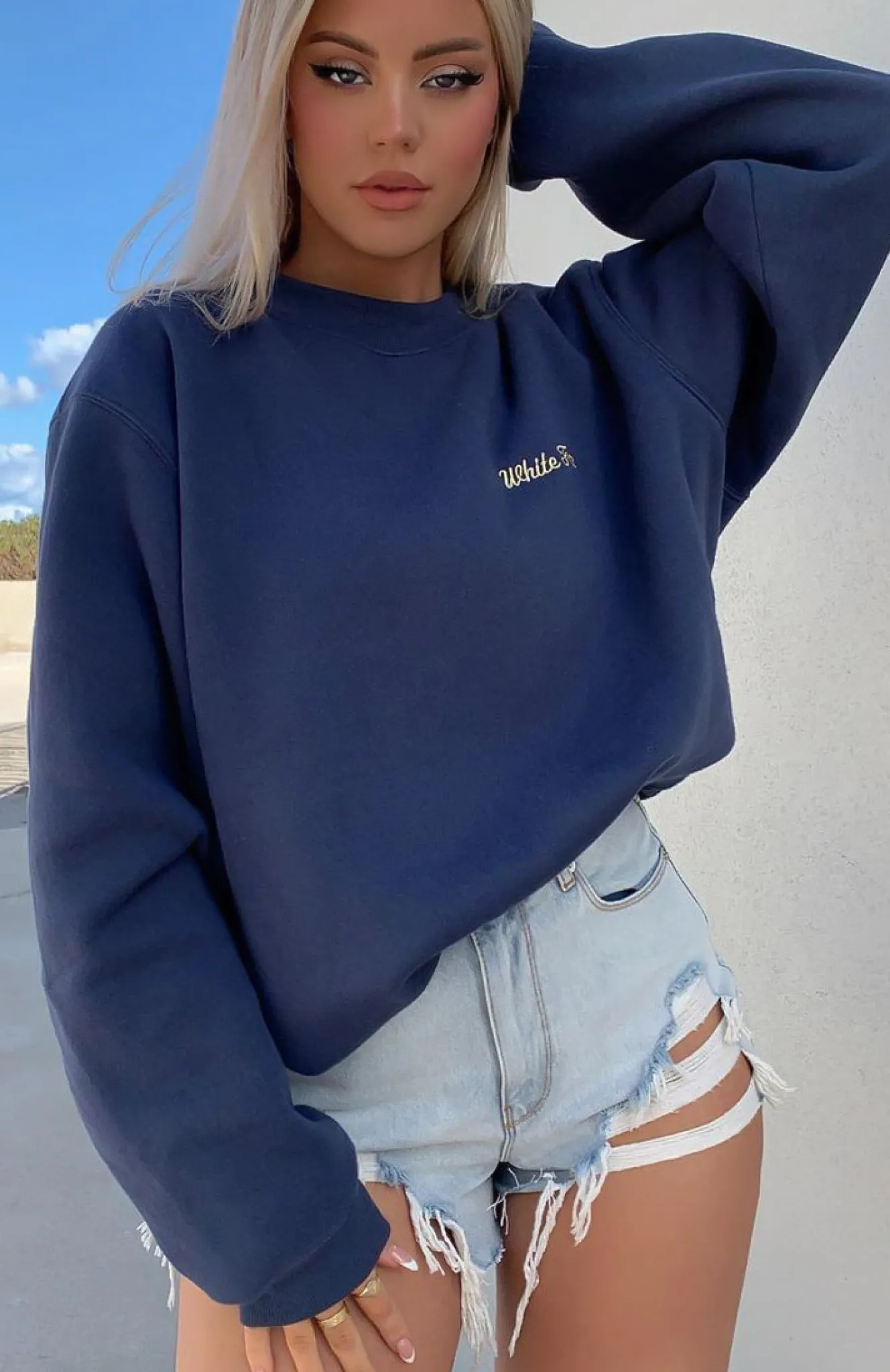 Jackets & Blazers | White Fox Boutique Steal Your Heart Oversized Sweater Navy blue