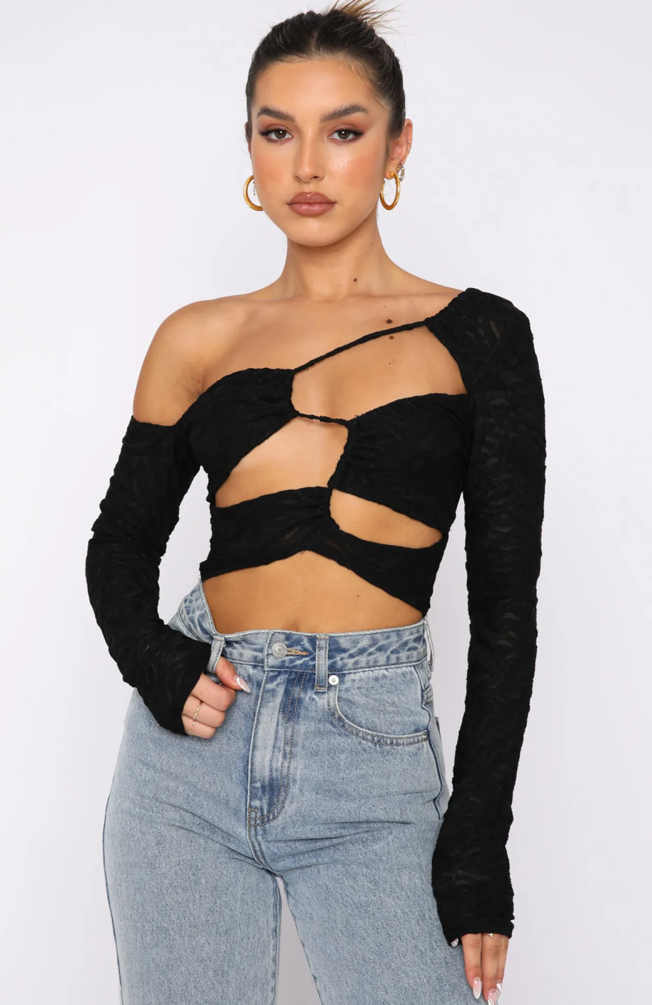Shirts & Blouses | White Fox Boutique Step Aside Long Sleeve Crop black
