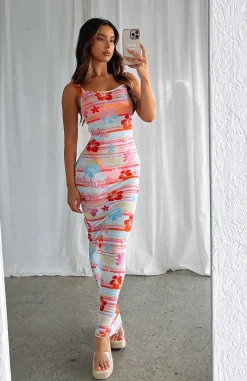 Maxi Dresses | White Fox Boutique Still Waiting Mesh Maxi Dress Tropical Horizon multi